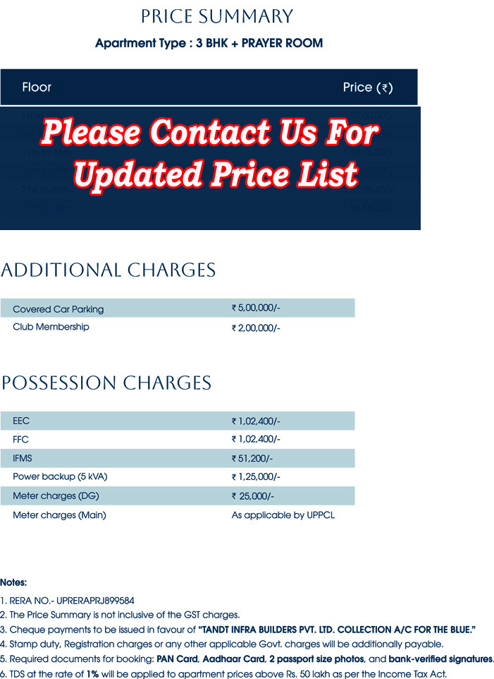 The Blue PriceList